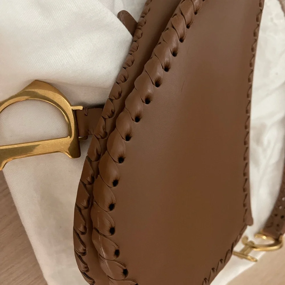 Christian Dior saddle bag brown braided Gold hardware - Picture 4 of 6